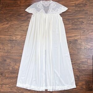 vintage • 1960s peignoir nightie robe chiffon lace nightgown lingerie jacket